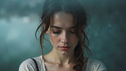 medical concept, women's depression, Mental Health Awareness, mental, medicine, stress, copy space,	