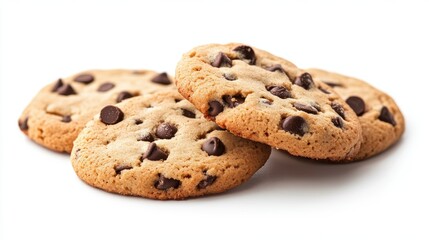 chocolate chip cookies isolated.