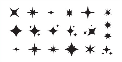 Black star icons collection  sparkle, shapes, and vector Star designs. vector illustration eps 10.