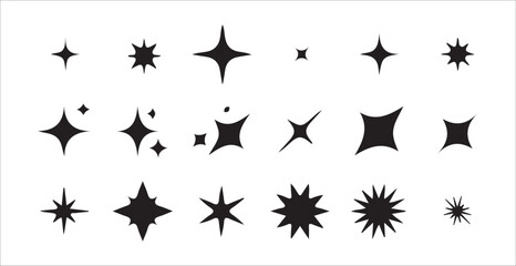 Black star icons collection  sparkle, shapes, and vector Star designs. vector illustration eps 10.
