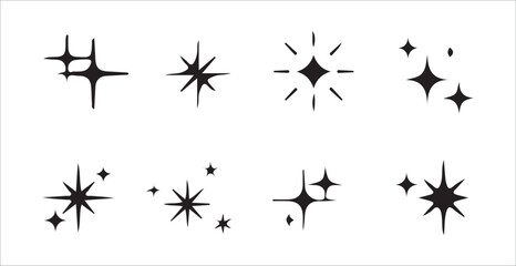 Black star icons collection  sparkle, shapes, and vector Star designs. vector illustration eps 10.