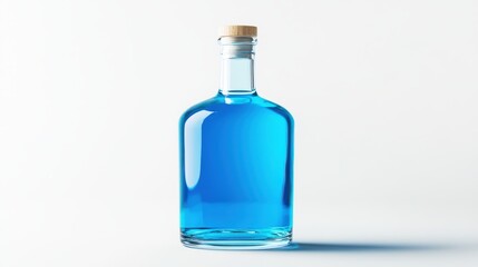 Obraz premium Clear Blue Glass Whiskey, Vodka, Gin, Rum Bottle Mockup on white backgorund.