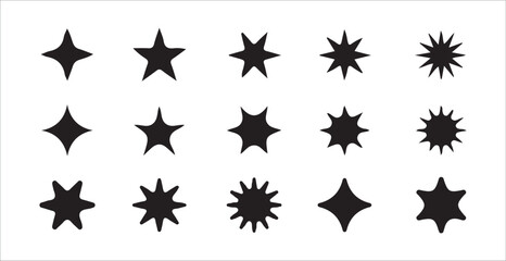 Black star icons collection  sparkle, shapes, and vector Star designs. vector illustration eps 10.
