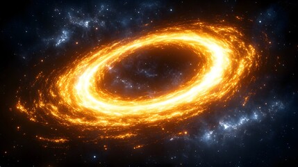 Obraz premium Bright fiery ring of celestial energy suspended within deep space