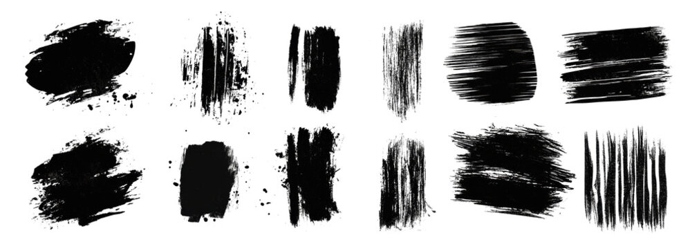 black brush pen scribbelings isolated on white or transparent png