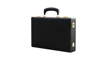 Elegant Black Leather Briefcase Professional Business Success Gold Accents