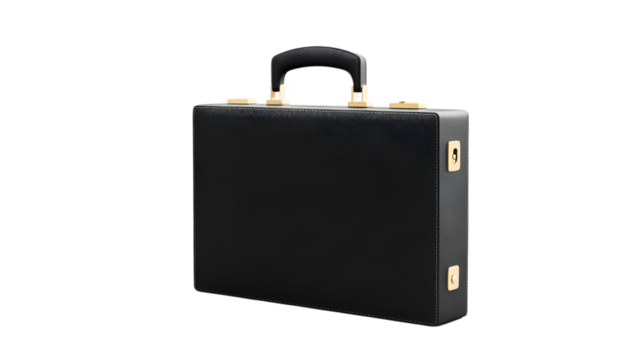 Elegant Black Leather Briefcase Professional Business Success Gold Accents