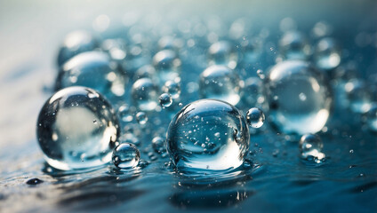 Clear Blue Water Bubbles Creating a Refreshing Atmosphere