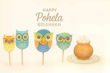 Happy pohela boishakh card Illustration.