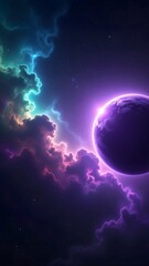 Obraz premium Purple planet surrounded by nebula