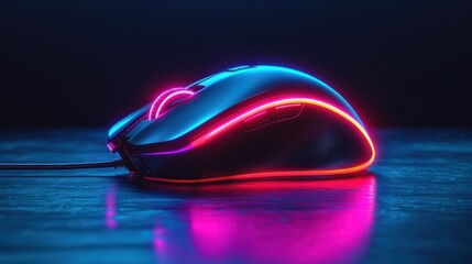 Futuristic glowing gaming mouse
