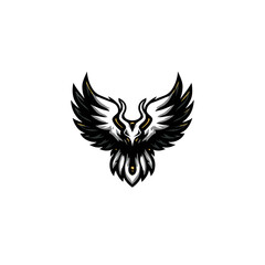 Fototapeta premium Esports vector logo design featuring a fallen angel with striking black wings and a menacing appearance