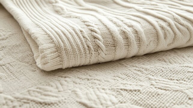 Manta de tejido suave beige decorativa