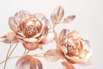 Beautiful artistic depiction of delicate flowers with elegant metallic hues