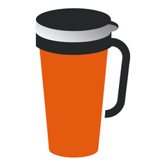 Isolated white ceramic cup of hot black coffee and a glass mug of beer