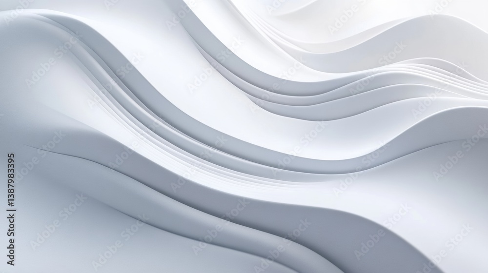Fototapete Sophisticated abstract background showcasing soft 3D shadows on smooth white surface with elegant minimalism in design