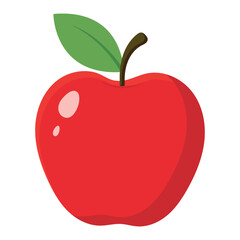 Flat cute apple fruit icon clipart cartoon animated vector illustration design for kids and children books for learning fruits and alphabet isolated on white background