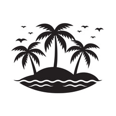 Tropical palm silhouette against a summer sunset over the ocean