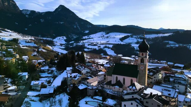 Panorama of the Dolomites and the villages of Alto Adige. Fi&eacute; allo Sciliar