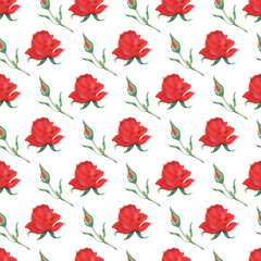 Fairytale Roses Seamless Vector Pattern Design