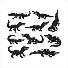 set of dinosaurs silhouettes