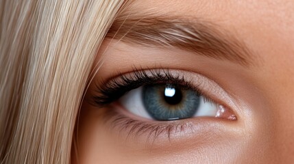 Fototapeta premium Close-up of a woman's eye with flawless makeup. Natural, beautiful, healthy, and alluring features