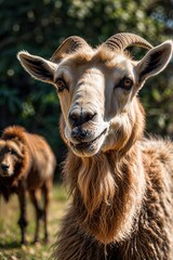 Obraz premium Eid al-Adha Qurbani – Proud Ram with Majestic Horns in Festive Spirit