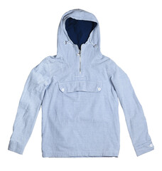 Jacket isolated on white background. Men's white with stripes jacket in the hood isolated on white background. Windbreaker jacket. Casual style. © lial88