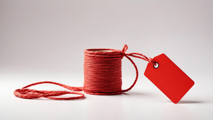 Blank Red Price Tag with String Isolated for Retail Use