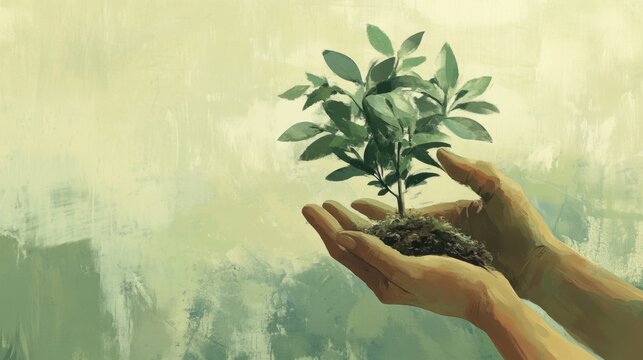 Manos sosteniendo planta
