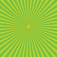 Bright green rays sunburst vector background