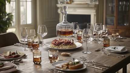 Sophisticated Dining with Whiskey and Gourmet Delights