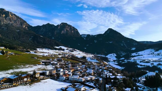 Panorama of the Dolomites and the villages of Alto Adige. Fi&eacute; allo Sciliar