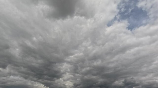 Beautiful gray textured clouds on a cloudy day. Time-lapse mode.