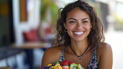 Bright and Vibrant Smoothie Bowl with Tropical Fruit Toppings