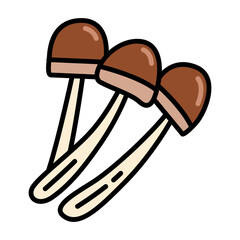 Color icon of fresh enoki mushroom vegetable in fresh and minimal design style. for mobile apps, logo, web design, print, ads, UI, and infographics