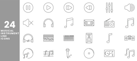 set of musical instrument icons.