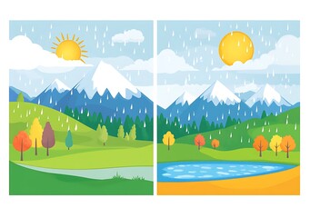 Obraz premium Rour different season vector illustration