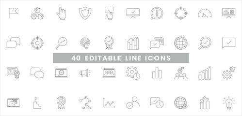 set of hand drawn data analytics illustration. editable line icon set for web design.Data analytics icon set.