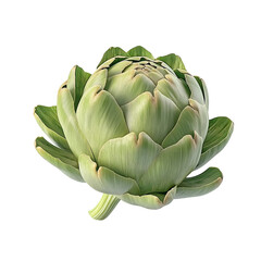 A single artichoke centered on the screen on Png Format and Transparent Background