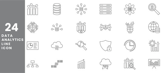 Data analytics line icon pack.set of icons for web design