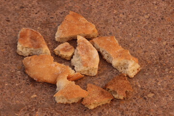 Dry bread lying on the floor