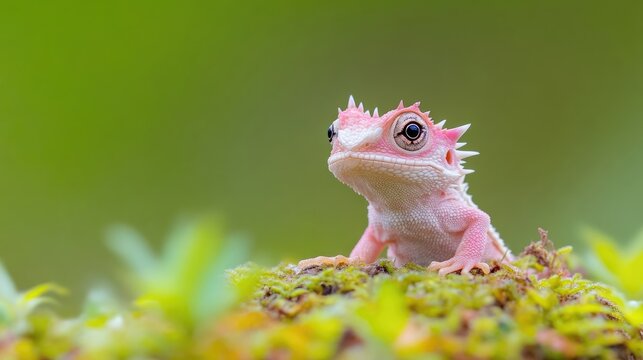Close-up of a delicate pink lizard