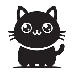 cute cat silhouette vector icon art illustration