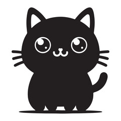 cute cat silhouette vector icon art illustration
