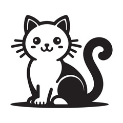 cute cat silhouette vector icon art illustration