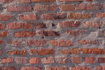 Old red brick wall. Brick wall structure, background for design.