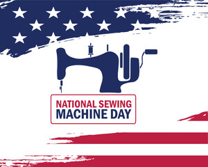 National Sewing Machine Day. June 13. Holiday concept. Template for background, banner, card, poster with text inscription.