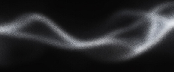 Thin wavy silver strokes over a black abstract gradient surface create a dynamic curved texture in monochrome style