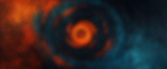 Vibrant swirl circles in gradient blue and red hues layered over soft grainy noise abstract texture background